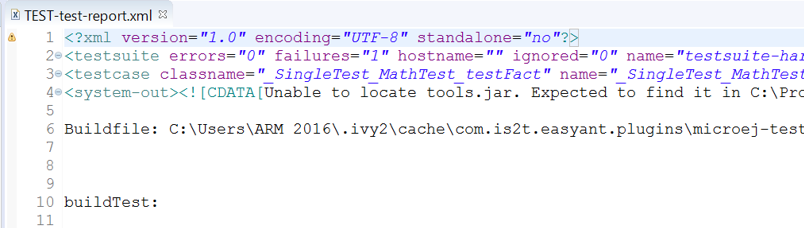 Example of MicroEJ Testsuite XML Report