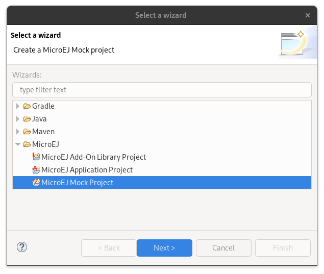 Project Type Selection in Eclipse