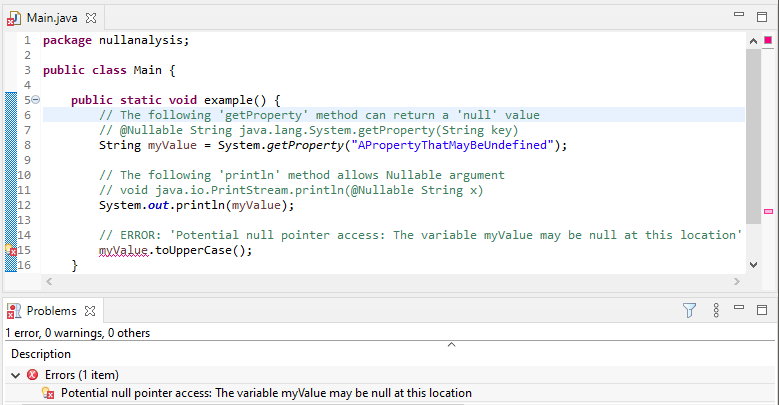 Example of Null Analysis Detection