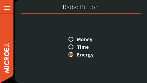 Radio Button page in Widget examples with "Energy" selected