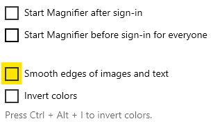 Windows Magnifier "Smooth edges of images and text" setting
